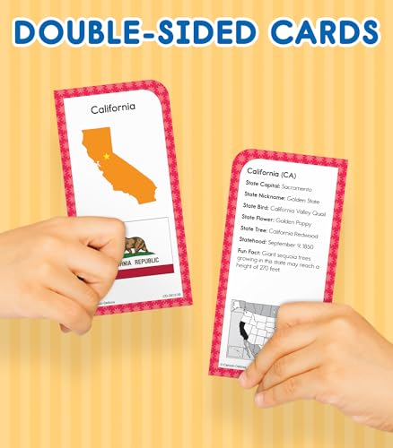Carson Dellosa 109-Piece States and Capitals Flash Cards for Kids, Classroom Geography Games for Kids 8-12, Picture Flash Card Learning Resources, Grade 3-5