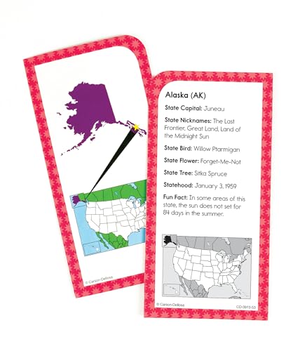 Carson Dellosa 109-Piece States and Capitals Flash Cards for Kids, Classroom Geography Games for Kids 8-12, Picture Flash Card Learning Resources, Grade 3-5