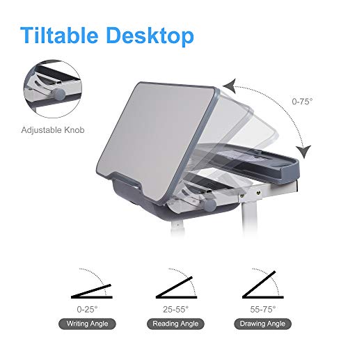 Height Adjustable Kids Desk and Chair Set with LED