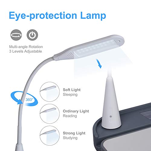 Height Adjustable Kids Desk and Chair Set with LED