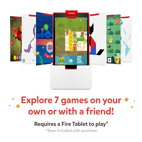Osmo-Genius Starter Kit for Fire Tablet + Family Game Night-7 Educational Learning Games for Spelling, Math & more-Ages 6-10-STEM Toy Gifts- 6 7 8 9 10(Osmo Fire Tablet Base Included-Amazon Exclusive)