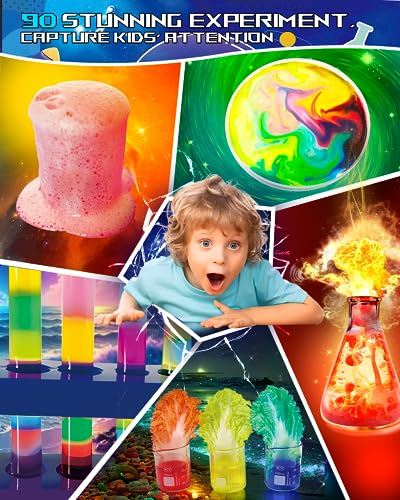 Science Kits for Kids Age 4-12, Stem Toys with 90 Science Experiments, Steam Project Learning Educational Toys Gifts for Christmas & Birthday, Chemistry Activity Set for 4+ Years Old Boys Girls