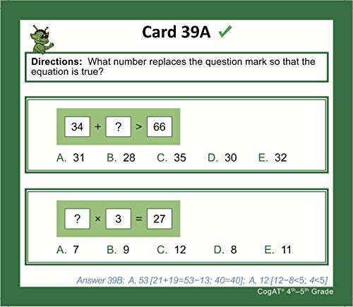CogAT Test Prep Flash Cards Grades 4-5 Practice
