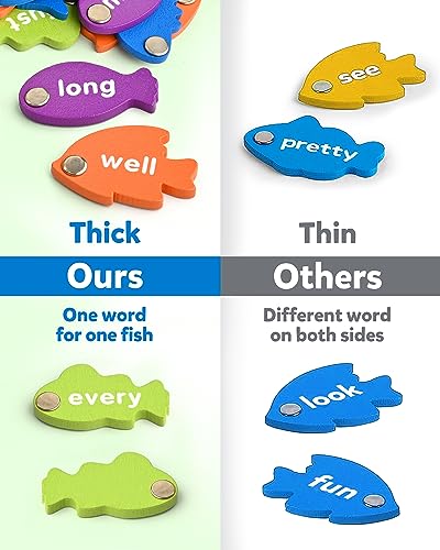 Coogam Wooden Magnetic Fishing Sight Words Game Learning Dolch Word Flashcards Montessori Educational Toy for Preschool 3 4 5 Year Old Kids