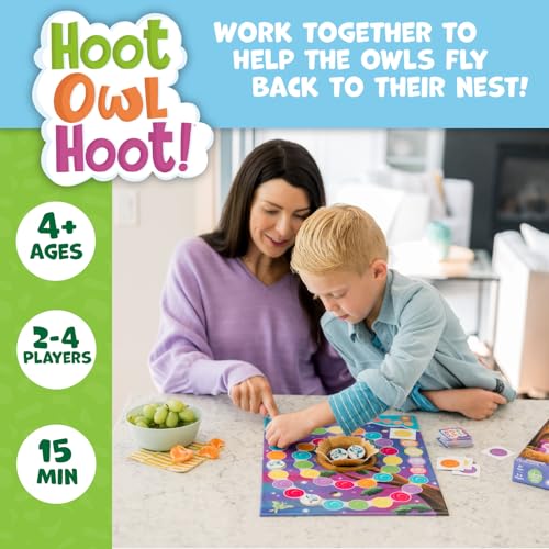 Peaceable Kingdom Hoot Owl Hoot! Cooperative Color Matching Game for 2 to 4 Kids Ages 4+