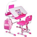 Adjustable Kids Desk & Chair Set with Light & Storage