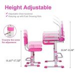 Adjustable Kids Desk & Chair Set with Light & Storage