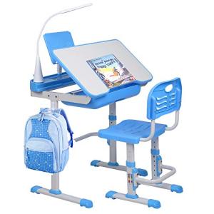 Adjustable Kids Desk & Chair Set with LED Light