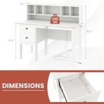 Tangkula White Computer Desk with Storage Drawers & Bookshelves