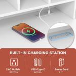 Tangkula White Computer Desk with Storage Drawers & Bookshelves