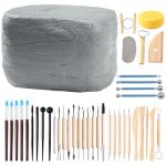 10LB Natural Air-Dry Clay with 40 Pc Tool Set