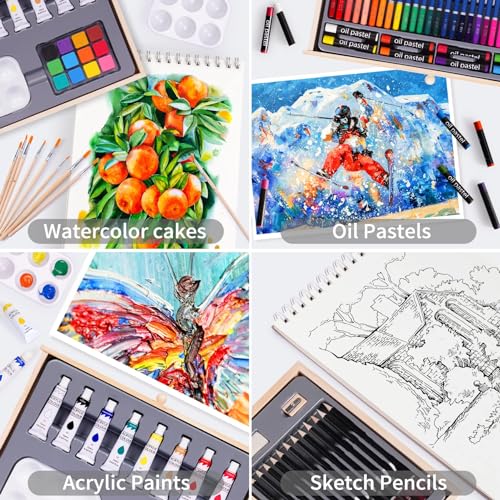 85 Piece Art Set with Wooden Easel & Supplies