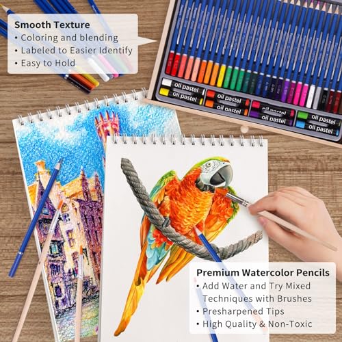 85 Piece Art Set with Wooden Easel & Supplies