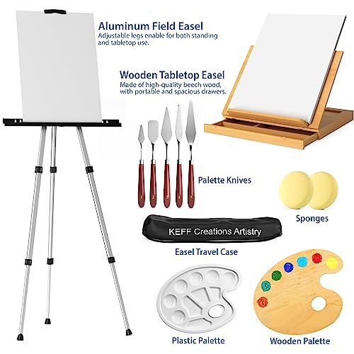 KEFF Large Deluxe Painting Supplies Set - Professional Art Kit