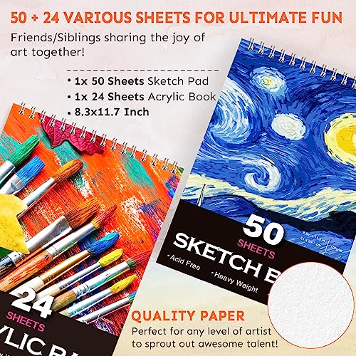 175 Piece Deluxe Art Set with Drawing Pads, Acrylic Paints