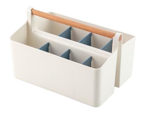Blue Portable Craft Organizer Caddy Tote with Adjustable Dividers