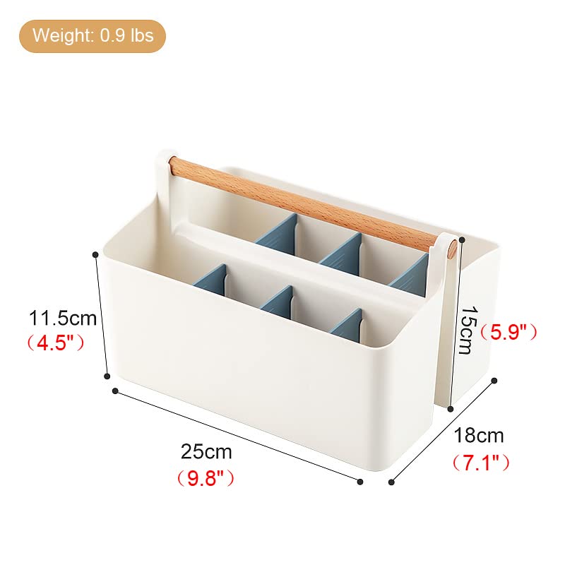 Blue Portable Craft Organizer Caddy Tote with Adjustable Dividers