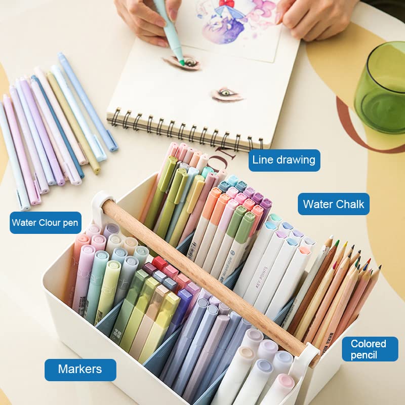 Blue Portable Craft Organizer Caddy Tote with Adjustable Dividers