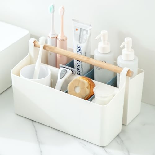 Blue Portable Craft Organizer Caddy Tote with Adjustable Dividers