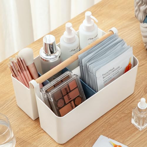 Blue Portable Craft Organizer Caddy Tote with Adjustable Dividers