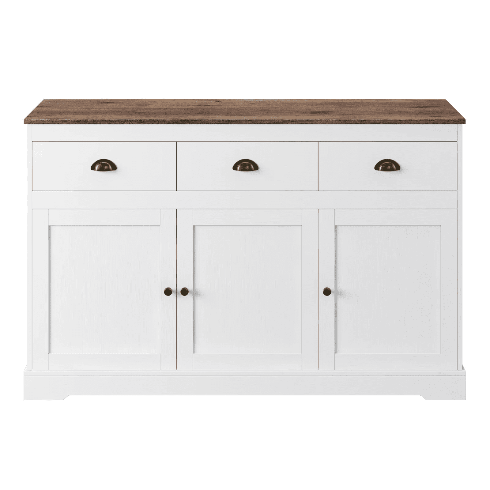 White Sideboard Cabinet with 3 Drawers & Doors