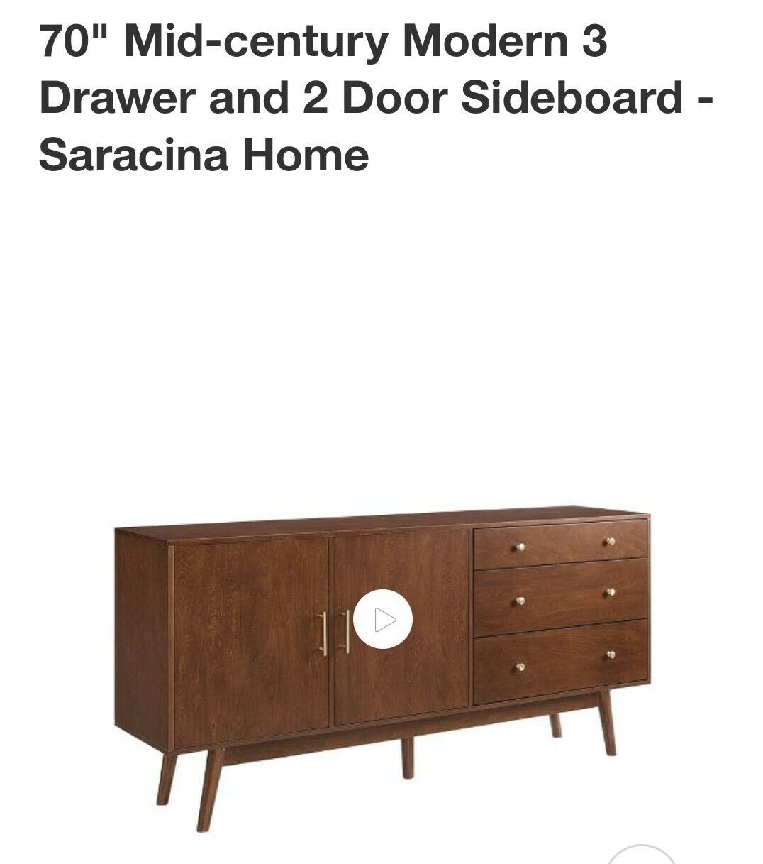 Mid-Century Modern Walnut Sideboard Cabinet, 70 Inch
