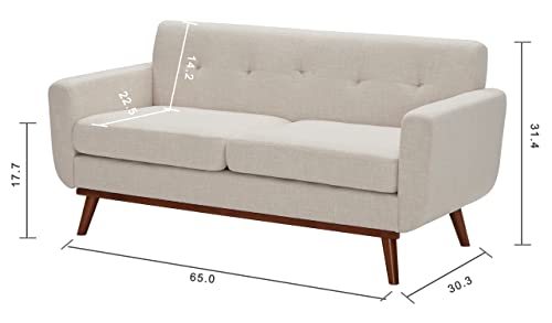 65" Mid-Century Modern Loveseat Couch Beige