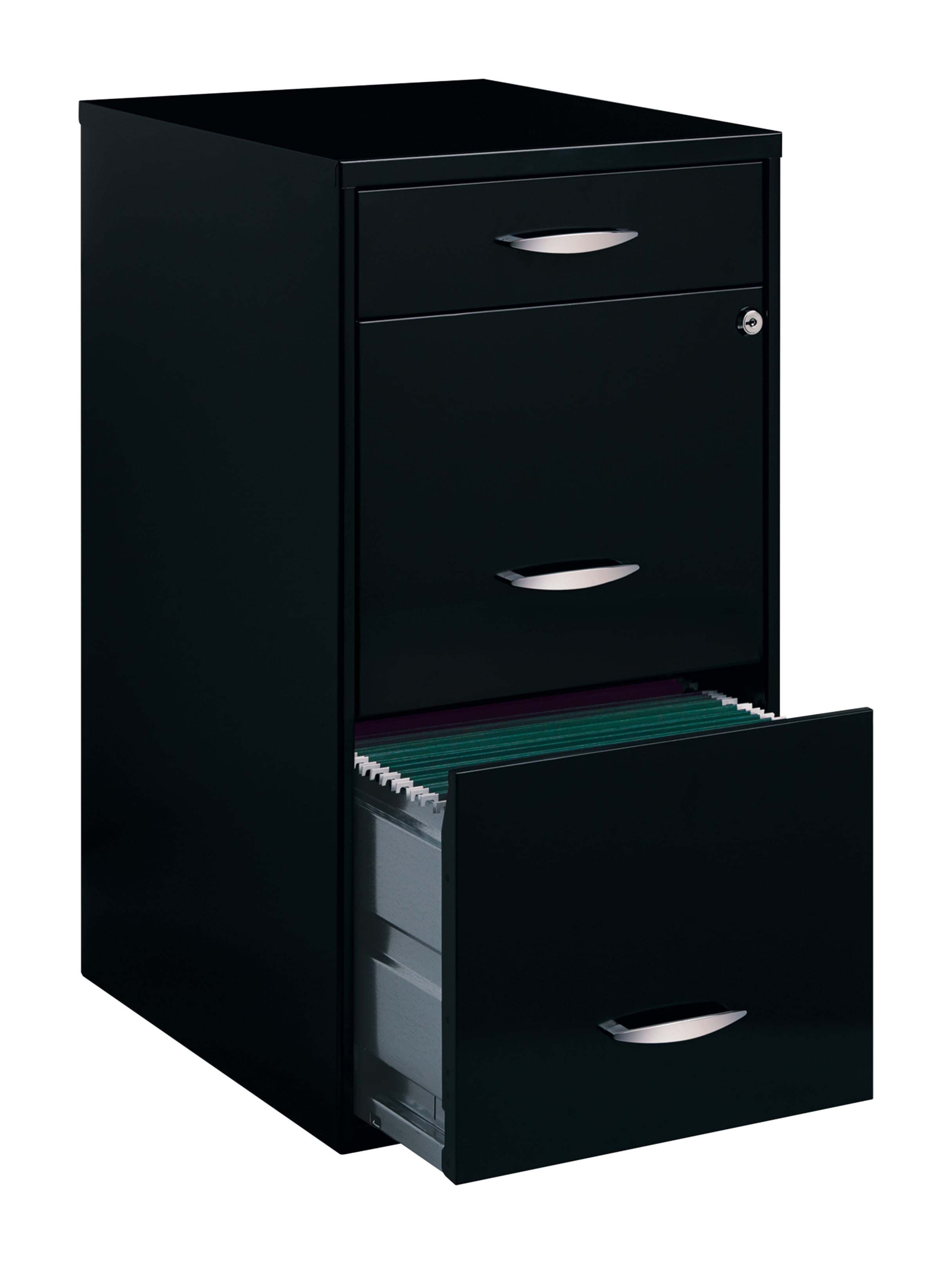 Filing Cabinet 18"W, 3-Drawer Organizer File, Black