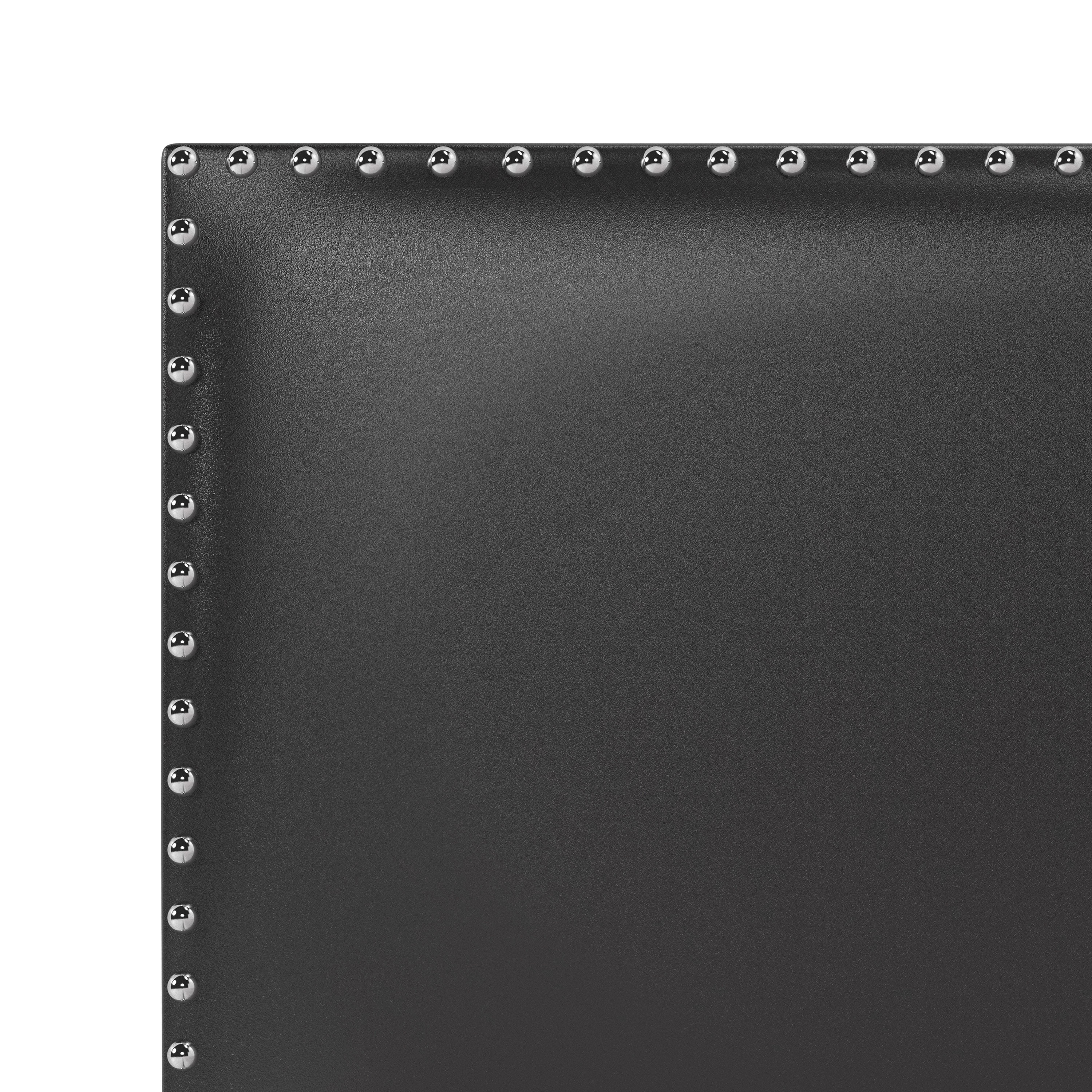 Black Faux Leather Upholstered Queen Bed with Nailhead Trim