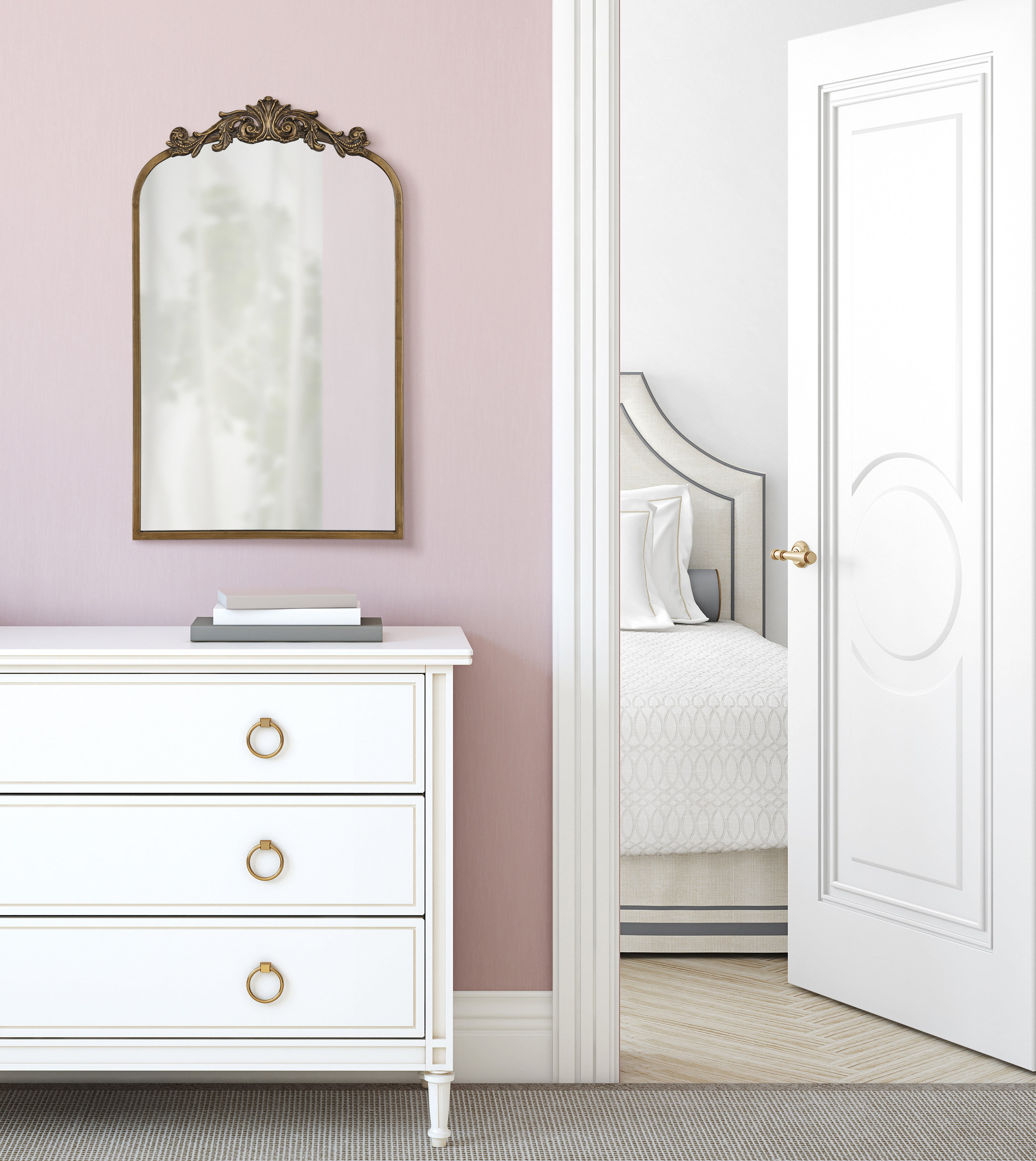 Gold Arch Mirror, Baroque Inspired Wall Decor