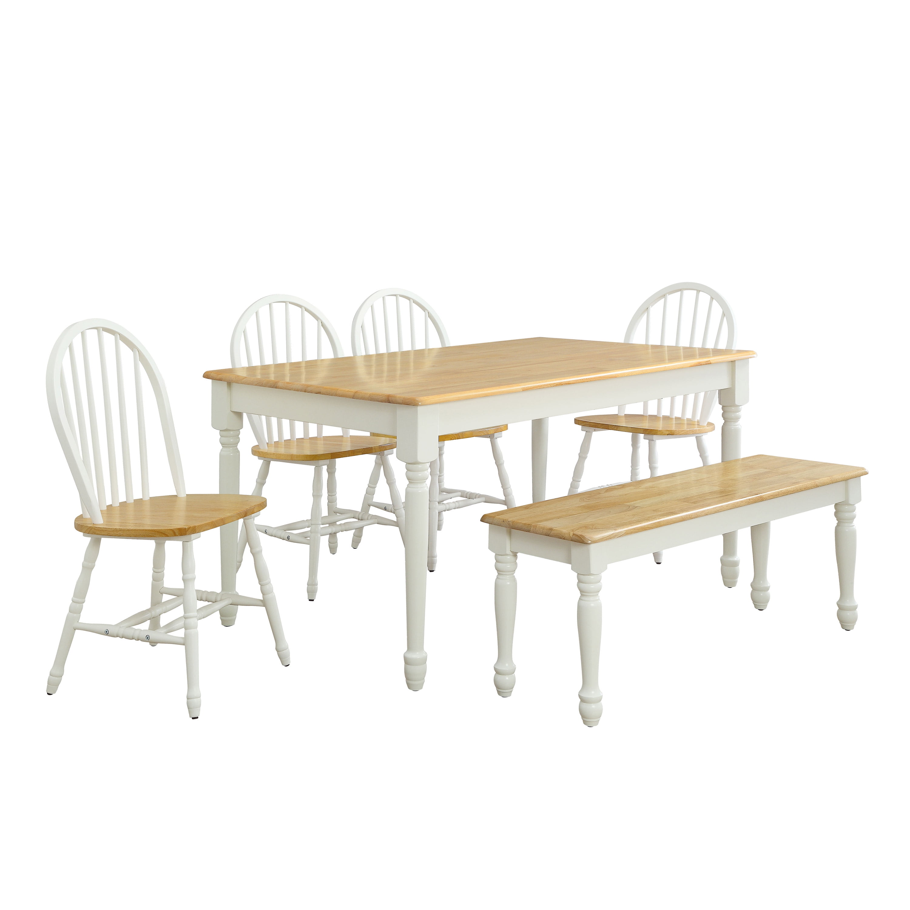 Autumn Lane Windsor Dining Chairs, White/Oak (Set of 2)