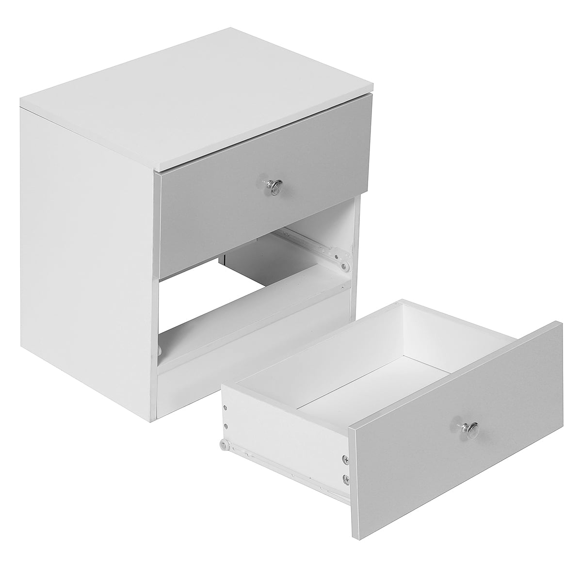 Modern Gray and White Nightstand with Drawers