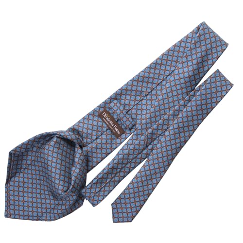 Elizabetta Luxury Italian Silk Geometric Blue XL Necktie