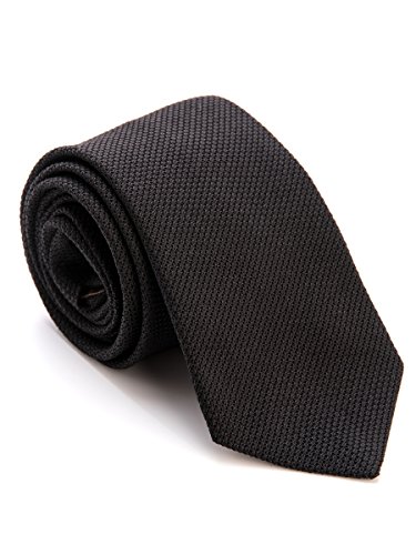 Italian Handmade Black Silk Grenadine Extra Long Man's Tie