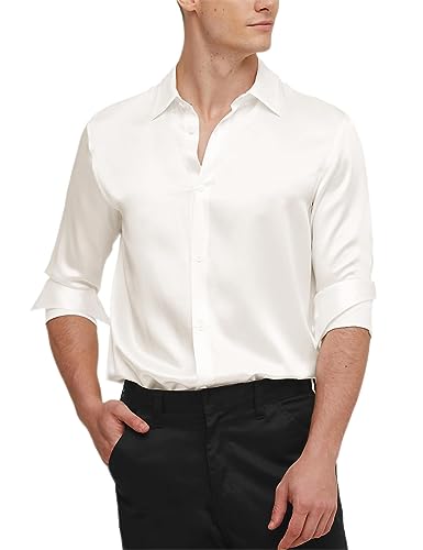 Luxury LilySilk 100% Mulberry Silk White Button-Down Shirt