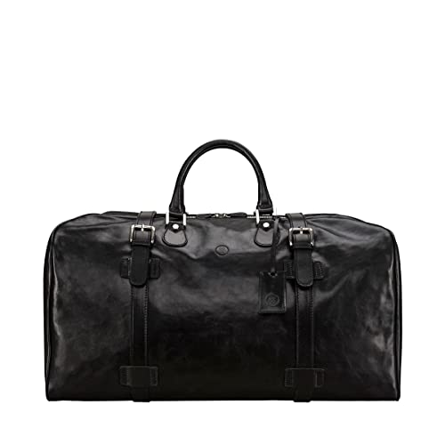 Italian Leather Extra Large Travel Duffle - FleroEL Black