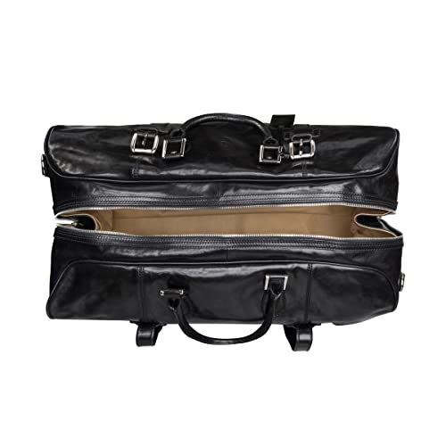 Italian Leather Extra Large Travel Duffle - FleroEL Black