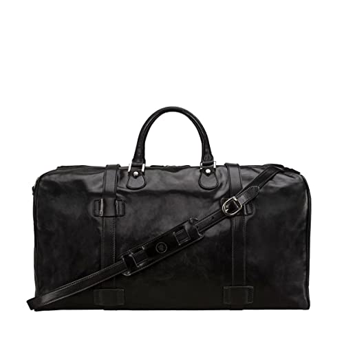 Italian Leather Extra Large Travel Duffle - FleroEL Black