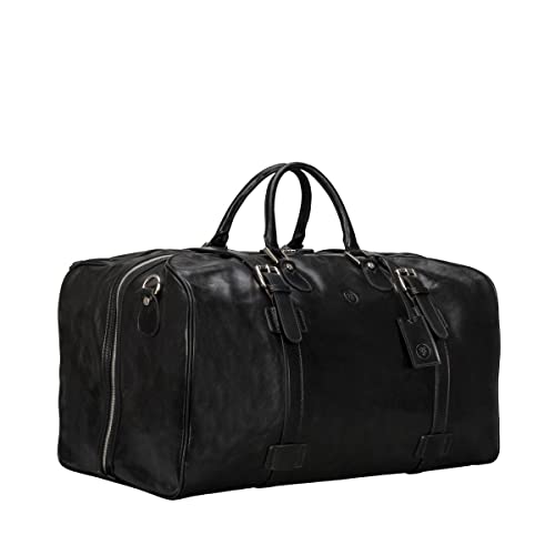 Italian Leather Extra Large Travel Duffle - FleroEL Black