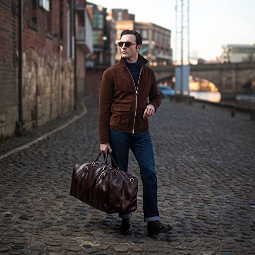 Italian Leather Extra Large Travel Duffle - FleroEL Black