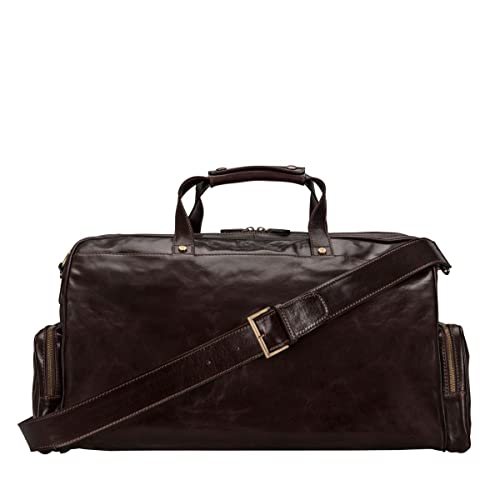 Handcrafted Leather Travel Duffle: The Dino Medium - Dark Brown
