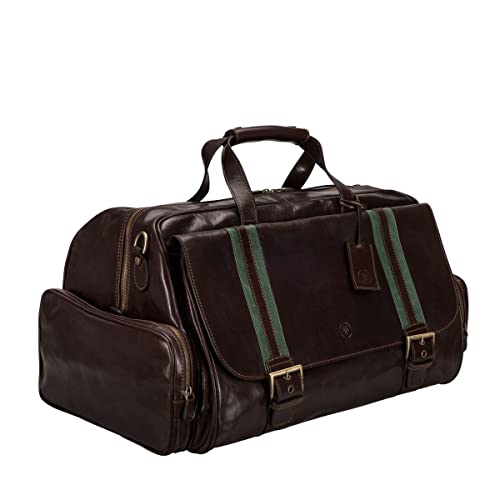 Handcrafted Leather Travel Duffle: The Dino Medium - Dark Brown