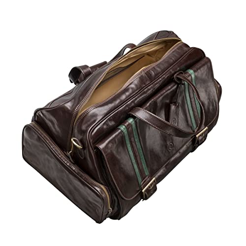 Handcrafted Leather Travel Duffle: The Dino Medium - Dark Brown
