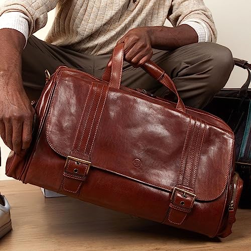 Handcrafted Leather Travel Duffle: The Dino Medium - Dark Brown
