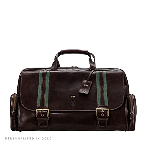 Handcrafted Leather Travel Duffle: The Dino Medium - Dark Brown