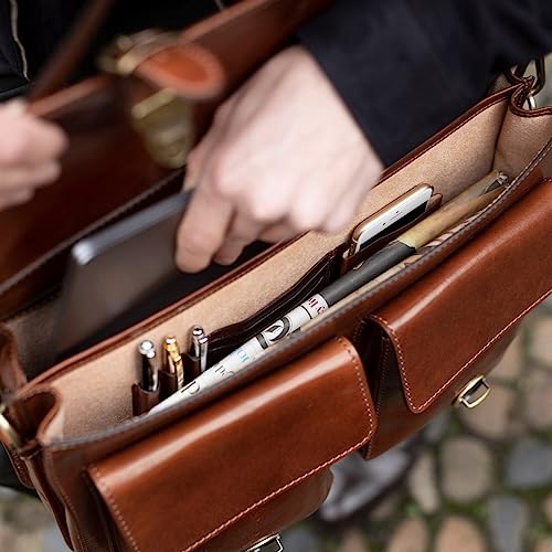 Maxwell Scott Luxury Leather Laptop Briefcase - The Loreto