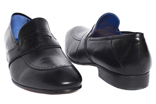Italian Black Leather Slip on Shoes by Giovanni Conti