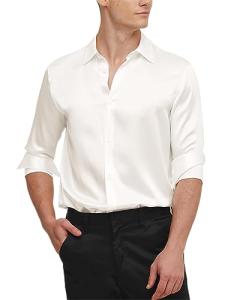 Luxury LilySilk 100% Mulberry Silk White Button-Down Shirt