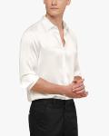 Luxury LilySilk 100% Mulberry Silk White Button-Down Shirt