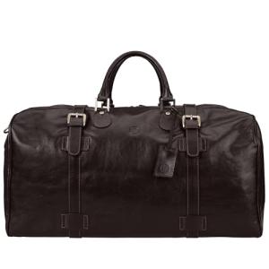 Italian Leather Extra Large Travel Duffle - FleroEL Black